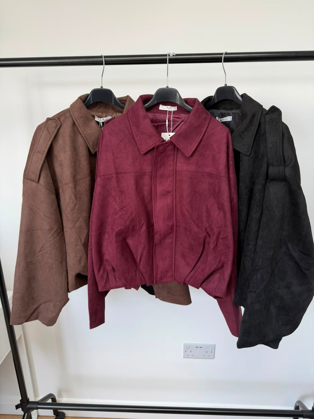 Oversized Suede Bomber Jacket colour range - range